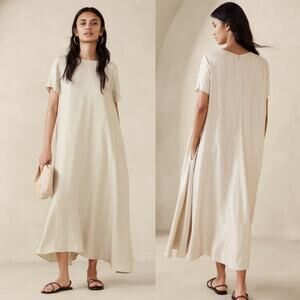 Banana Republic Aurelia Viscose Linen Blend Quiet Luxury Old Money Maxi Dress XS
